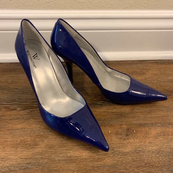 blue pointed toe heels
